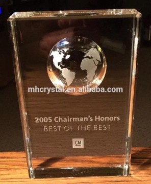 Etched globe crystal trophy awards MH-J0681