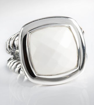 David Yurman 14mm White Agate Albion Sterling Silver Ring