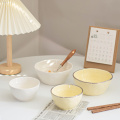 Solid Color Tableware Porcelain Cereal And Salad Mixing Bowls Hotel Restaurant Dough Bowl Yellow Ceramic