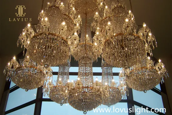 Large golden crystal chandelier Restaurant custom decoration hotel chandelier Popular creative chandelier