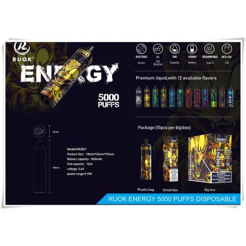 Ruok Energy traf 5000 Puffs Einweg -Vape