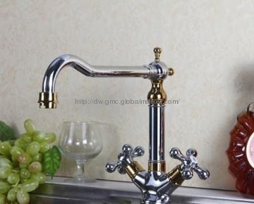 Two handles  brass bib cock kitchen faucet Copper Faucet