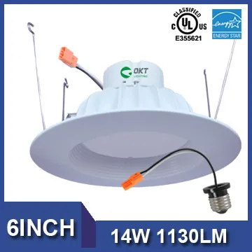 UL 14W dimmable 6 inch retrofit led trimless recessed downlight