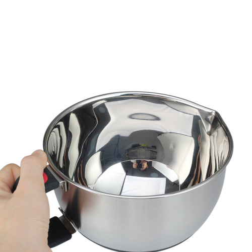 Stainless steel salad bowl with close handle