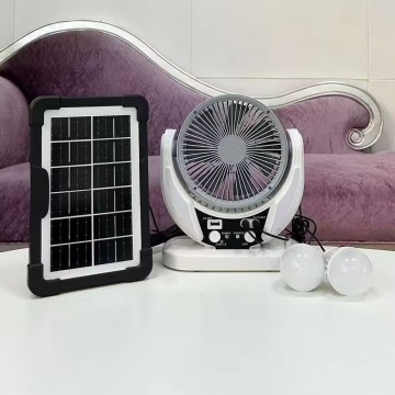 CE FCC Certified Solar-Powered Mini Table Fan - 6 Inch Rechargeable Electric with LED Light