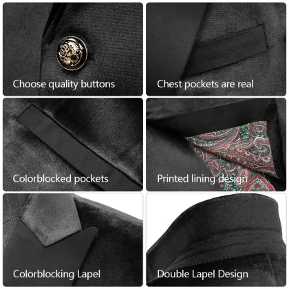 Men's Velvet Blazer Tuxedo for Men black L