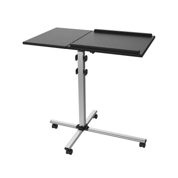 Height Adjustable Overbed Mobile Standing Desk with Split Tiltable Top for Home Office