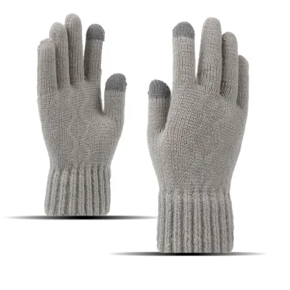Thick Knitted Men's Winter Gloves: Cashmere Two Layer Causal Adult Mittens