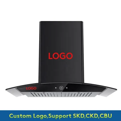 Auto-Clean Kitchen Range Hood Exhaust Glass Arc-Shaped Cooker Hood