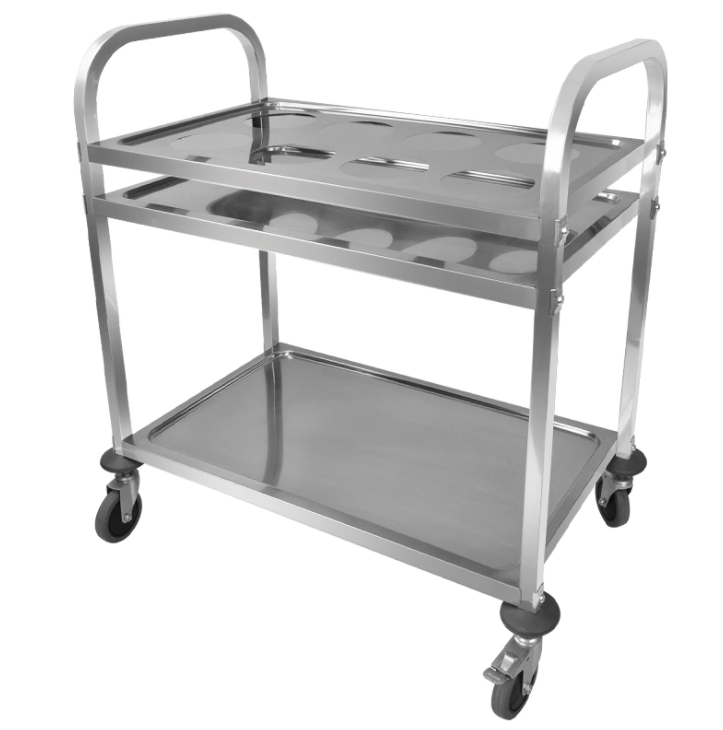 Stainless steel spice trolley with four wheels