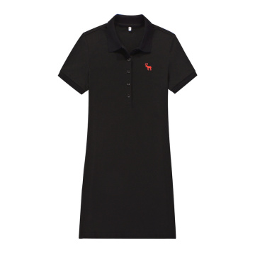 Women's polo dress 100% cotton polo shirt casual classic color 3D women's polo shirt dress 100% cotton large size