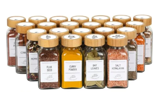 Hot Sale Glass bottles with Bamboo Lids