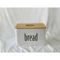 Vintage kitchen metal wood lid bread box