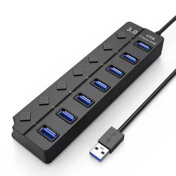 7-port USB 3.0 Hub mit unabhängiger Switch-Multi-Port-Adapter für PC und Laptop