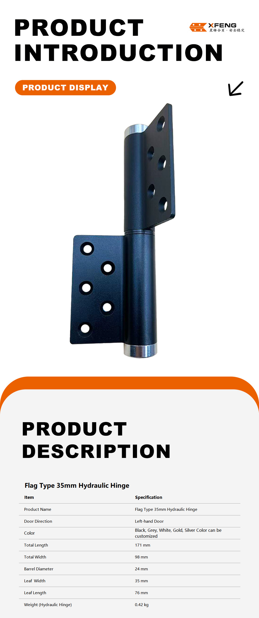 2-Flag Type 35mm Hydraulic Hinge-x