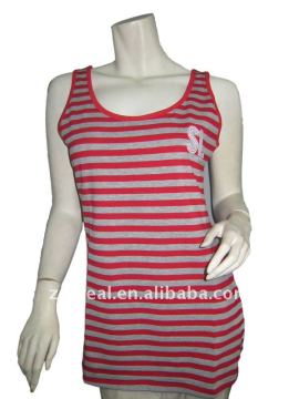 Women's spandex cotton yarm dyed stripe tank tops