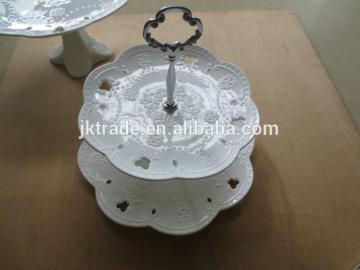 White Quality Multi-layer Wedding Embossed Hanging Cake Stand