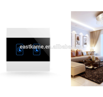 White 2 Gang Crystal Glass Panel 433MHZ WIFI Smart Electrical Wall Home Switch