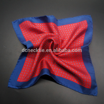 100% silk custom print pocket square red