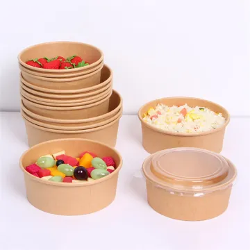 Paper salad bowl round kraft takeaway food container