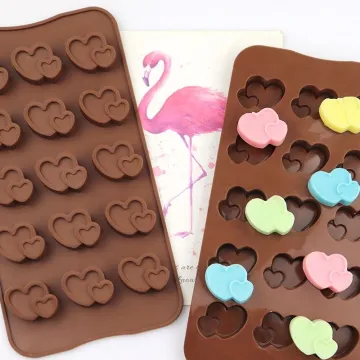 070 Double Heart Shape Valentine Gift Series Silicone Chocolate Mold - Kitchen Supplies Tools Soap Molds Trays