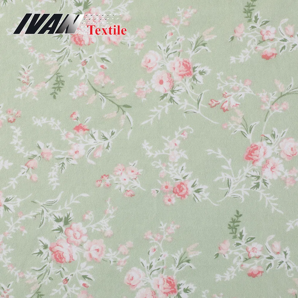 ผ้าฝ้าย 60% 40% เรยอนไม่มีผ้าสแปนเด็กซ์พิมพ์ลายสำหรับการแต่งกาย