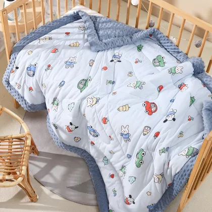 Factory Direct Baby Blanket: Knit Swaddle Quilt with Minky Dot Print