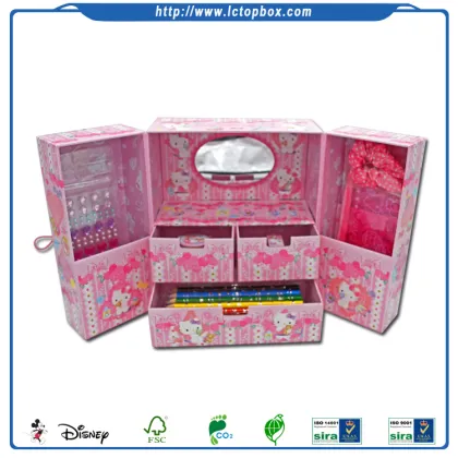 Handmade Cardboard Kitty Cartoon Children Jewelry Set Box