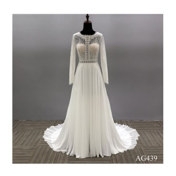 Modest Long Sleeves Sheer Jewel Neck Lace Appliqued Sequins Plus Size Robe De Mariee Custom  A Line Wedding Dresses