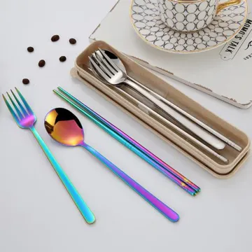 Stainless Steel Student Portable Flatware Set Three-piece