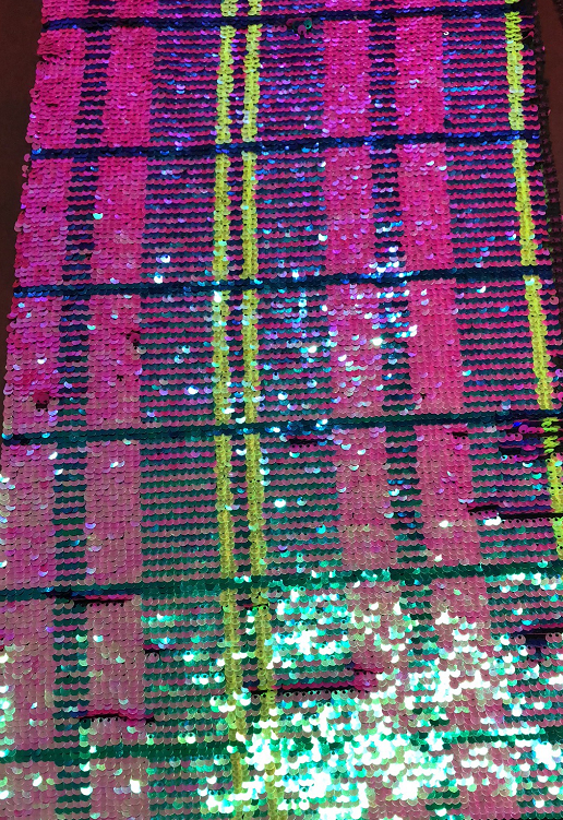 Gold and blue lattice sequin mesh embroider Fabric