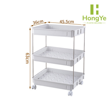 Carro organizador de almacenamiento con ruedas delgado y transparente de 3 niveles
