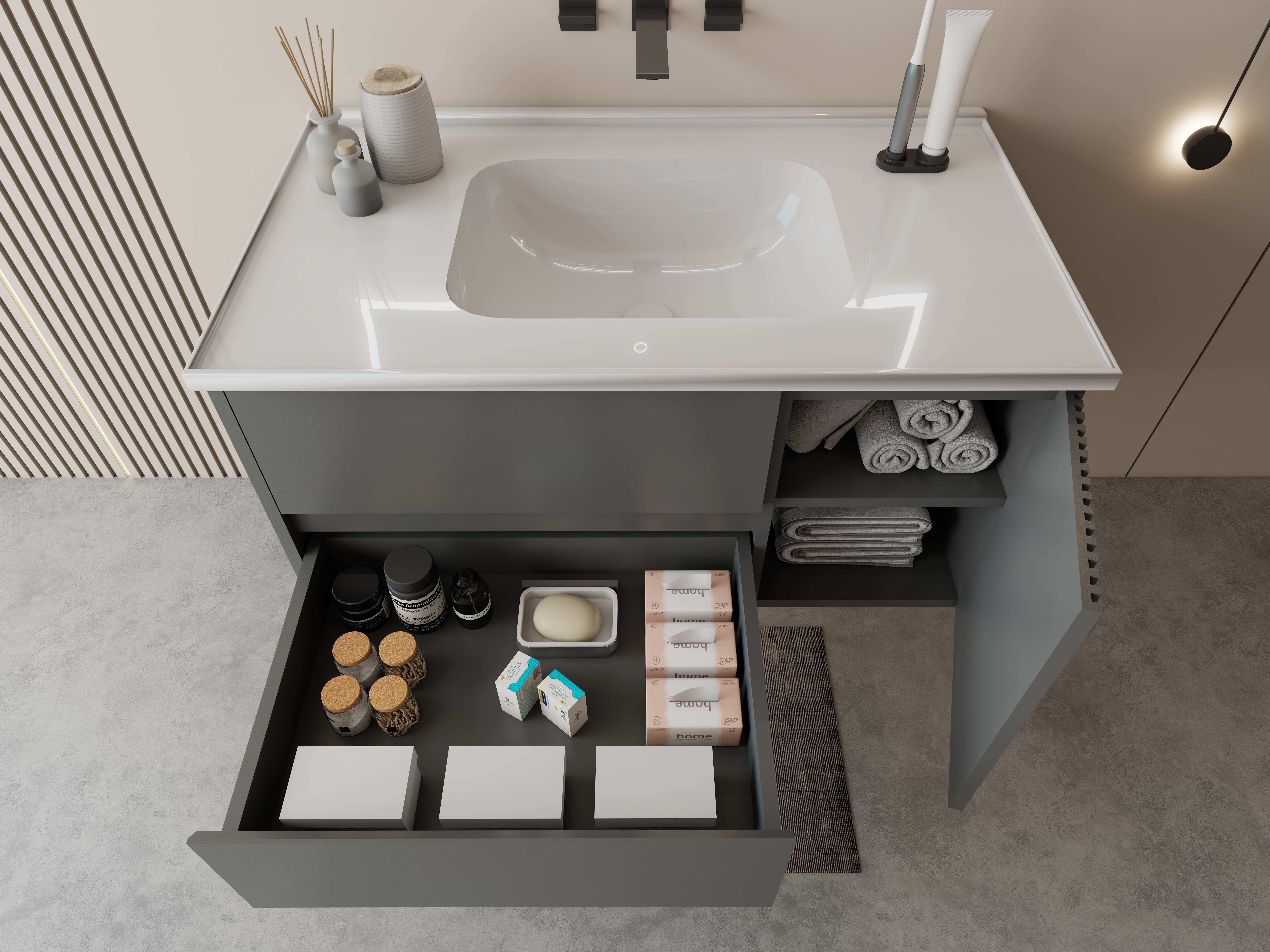 Современная тщеславие для ванной комнаты из нержавеющей стали