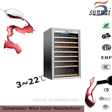 Wine cellar 75 bottles single zone stainless steel door compressor wine fridge
