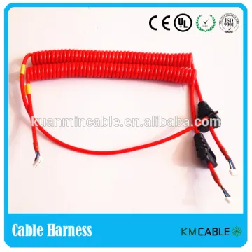 medical instrument coiled cable harness