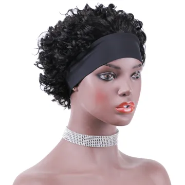 Wholesale cheap Kinky Curly Hair None Lace Wigs For Black Women Raw Indian Brazilian malaysian Virgin Remy Human Headband Wig