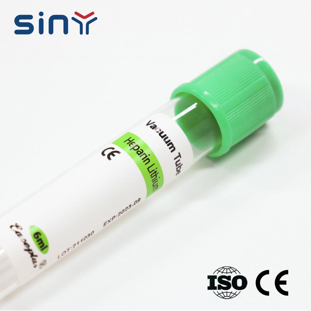 Tubo de heparina de lítio de 6 ml para coleta de sangue