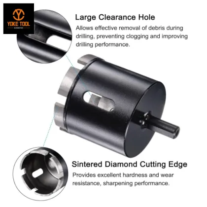 60mm Triangle Shank Tile Stones Concrete Dry Hole Saw Black