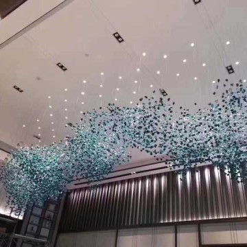 Lustre de luxe en verre vert du hall de l&#39;hôtel