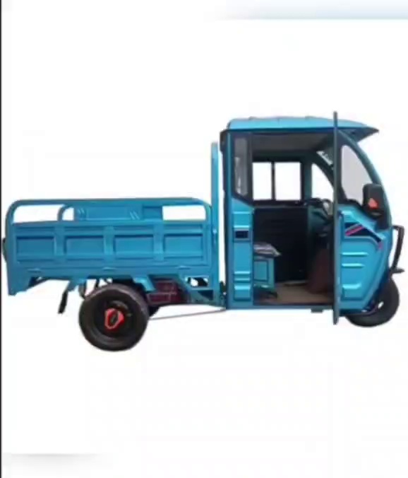 Blue windproof and rainproof electric tricycle