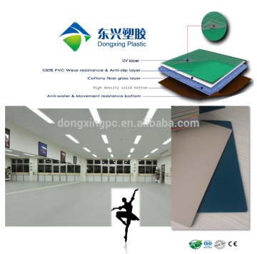 PVC vinyl form stable wear resistance dance room plastic flooring