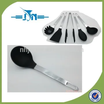 5pcs stainless steel kitchen utensil with black silicone head food-grade kitchenware sets