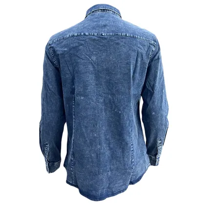 Men's Retro Two Pocket Work Wear Denim Shirt