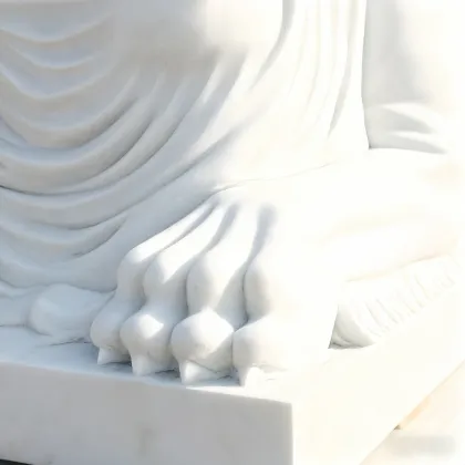 White Marble Sphinx Statue with Serene Female Bust