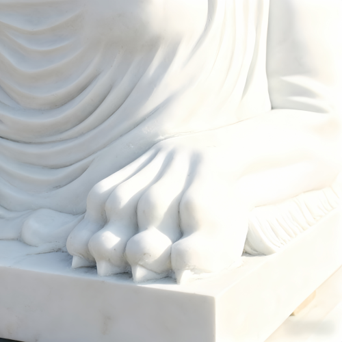 White Marble Sphinx Statue with Serene Female Bust