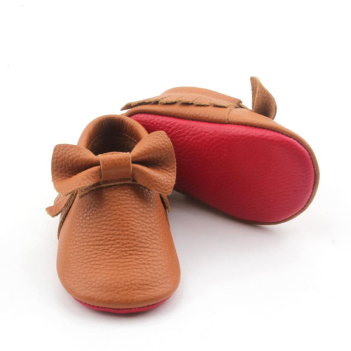 Baby mocassins por atacado sapatos de fundo vermelho de couro