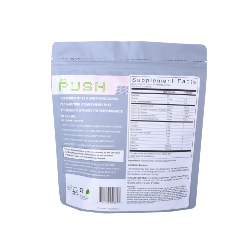 Bolsa de alimentos resellable para paquete de polvo de proteína de suero