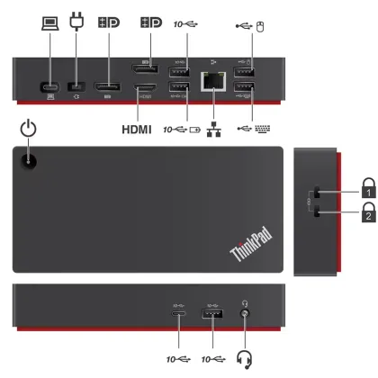 Lenovo ThinkPad USB Type-C Dock: Universal Multi-Function Hub Adapter Docking Station