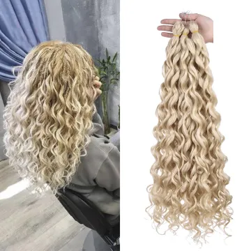 24 inch Ombre Blonde Brown Pink Grey Afro Curl Water Wave Braids Ocean Wave Curly Synthetic Crochet Braiding Hair Extension