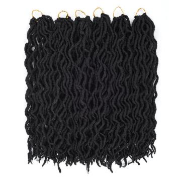 Alileader wholesale 18" Curly New Faxu Locs Hair Extensions Goddess Faux Locs 5 Colors Wavy Faux Locs